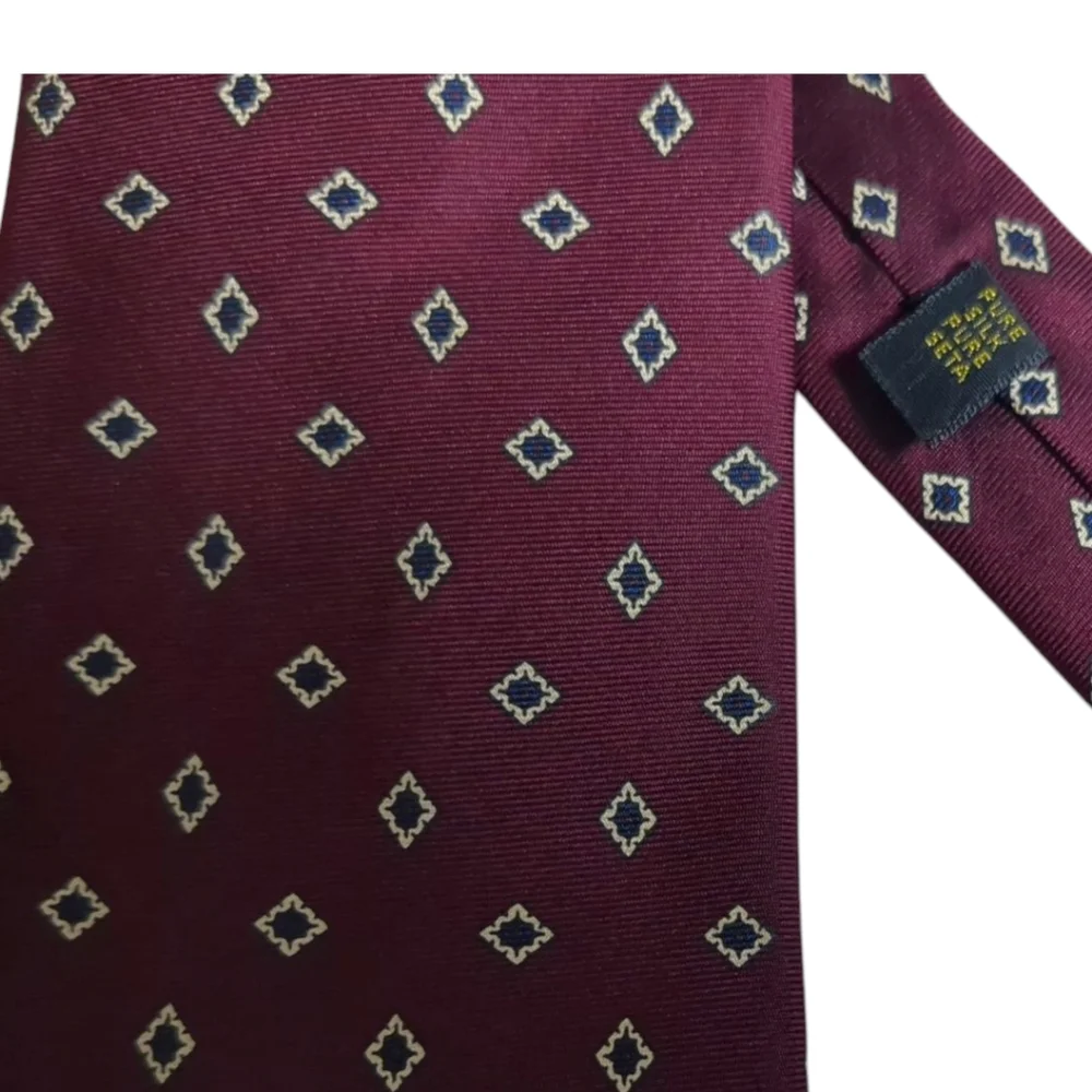 Vintage Etienne Aigner Men's Necktie Tie Red Pattern Geometric 100 %Silk